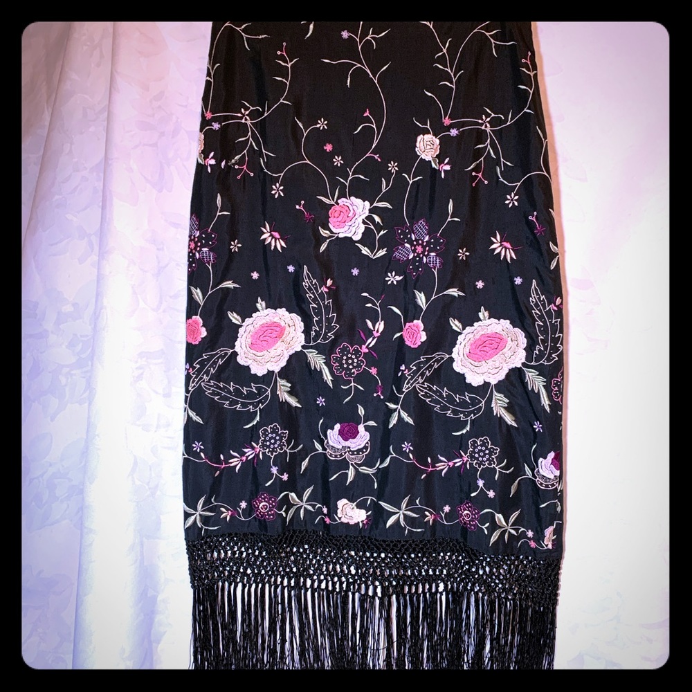 Embroidered Fringe Skirt